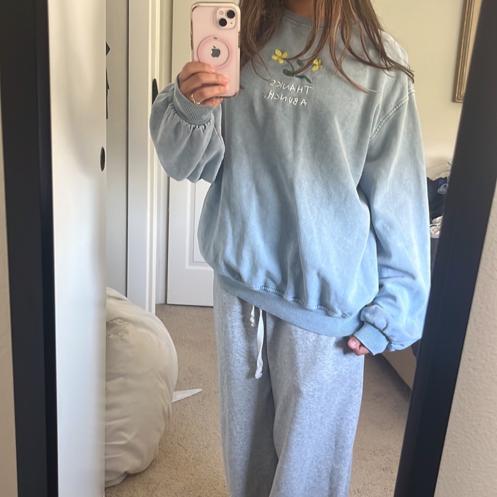 Urban Outfitters light blue graphic crewneck oversized